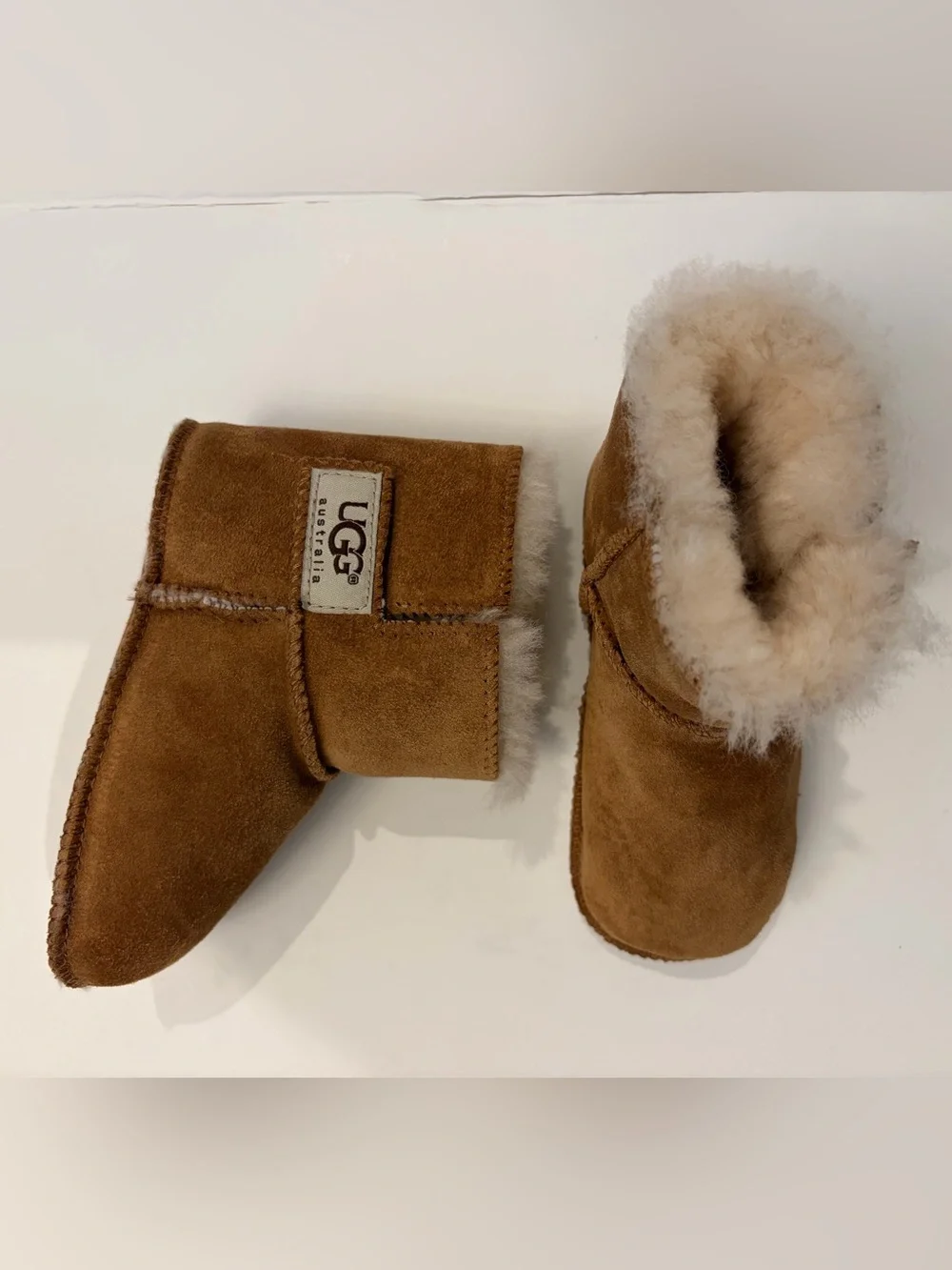 UGG Chestnut Suede Shearling Booties - Toddler / Baby Size Large